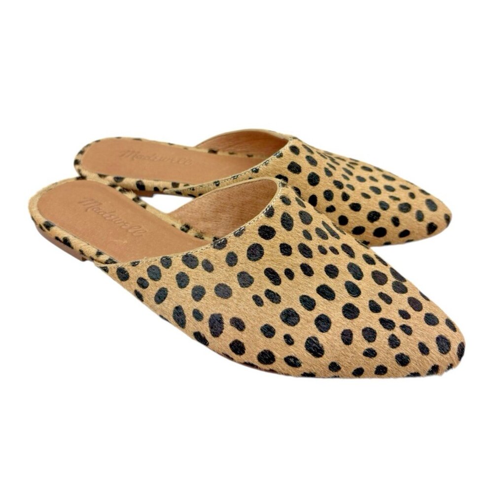 *Madewell Remi Mule Leopard Print Flats Womens Size 5.5 Calf Hair Quiet Luxury